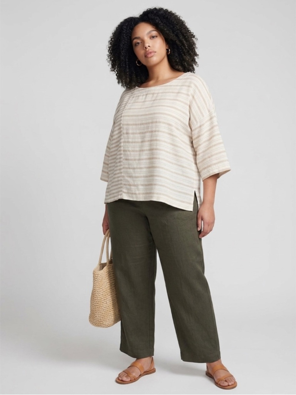 Relaxed Striped Boatneck Top - Cream